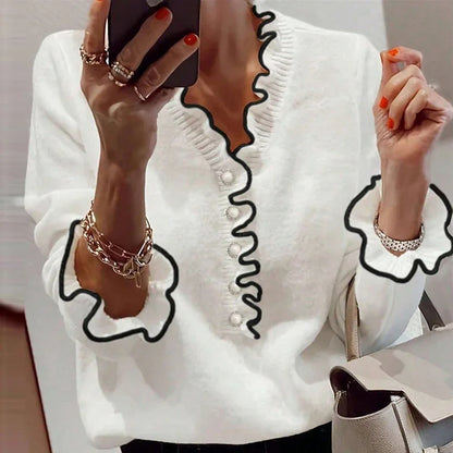 Bianca Ruffled Button-Up Blouse