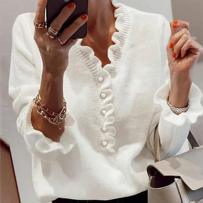 Bianca Ruffled Button-Up Blouse