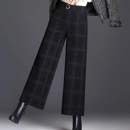 Lucia Plaid Wide-Leg Trouser