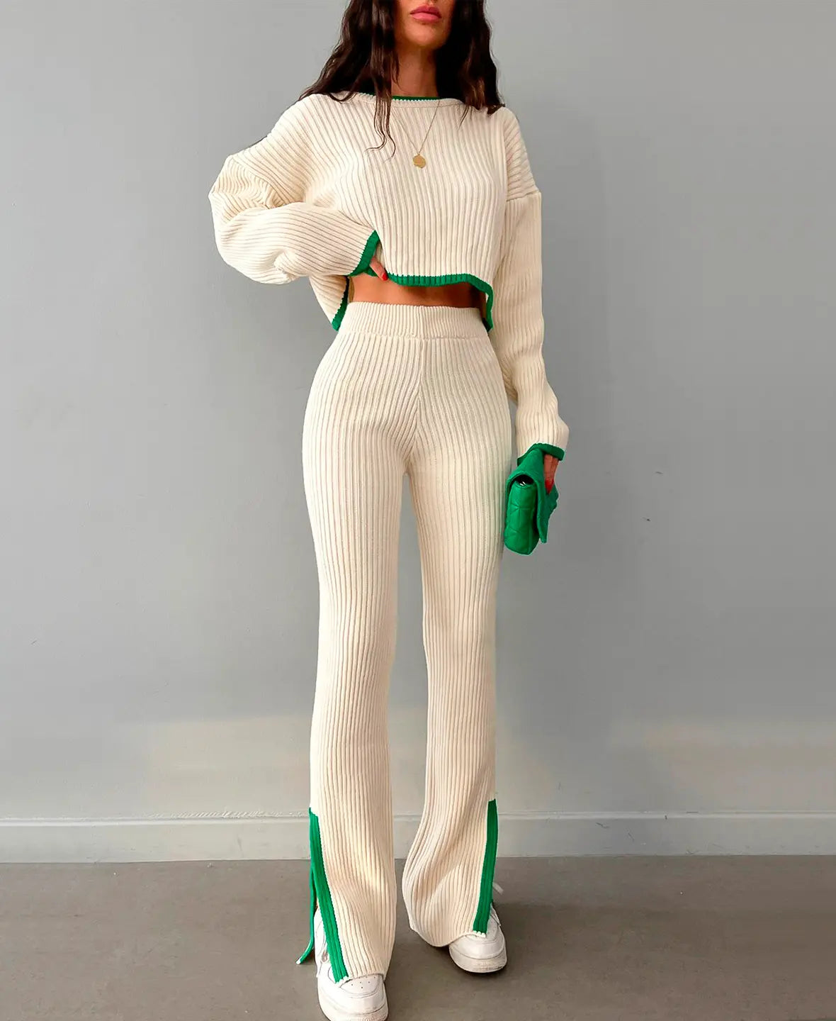 Flavia Ribbed Cropped Knitwear Set