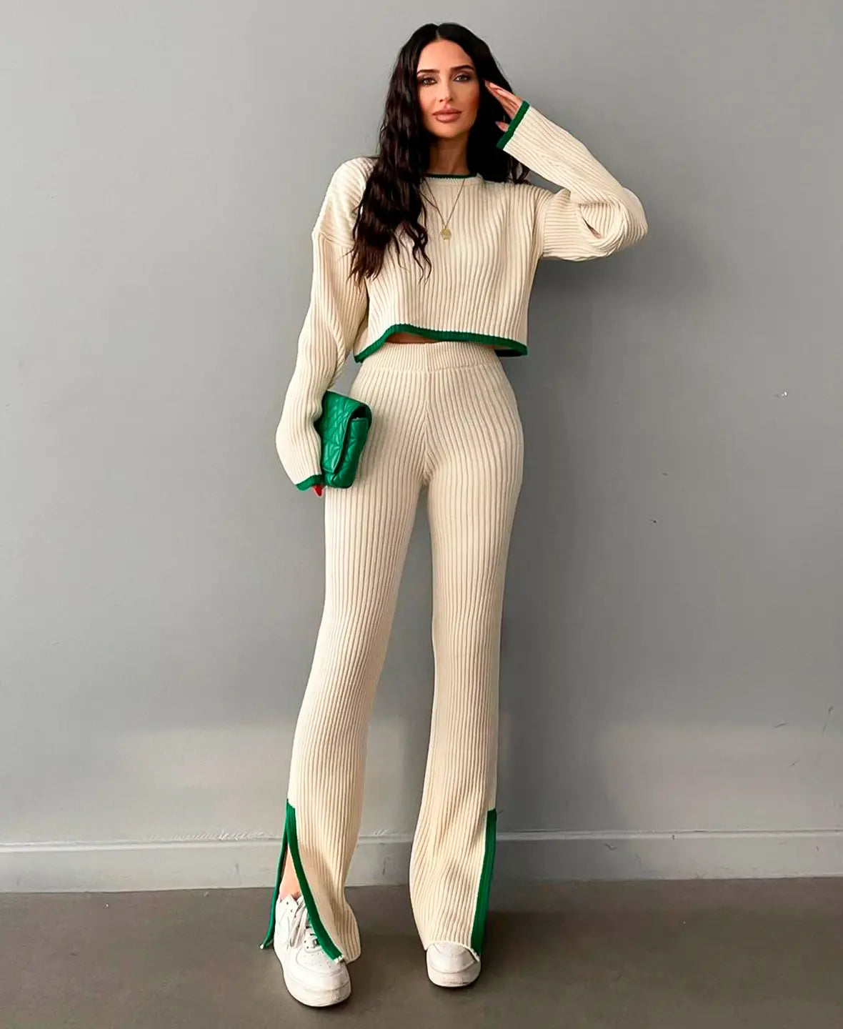 Flavia Ribbed Cropped Knitwear Set