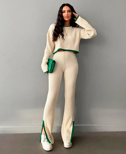 Flavia Ribbed Cropped Knitwear Set