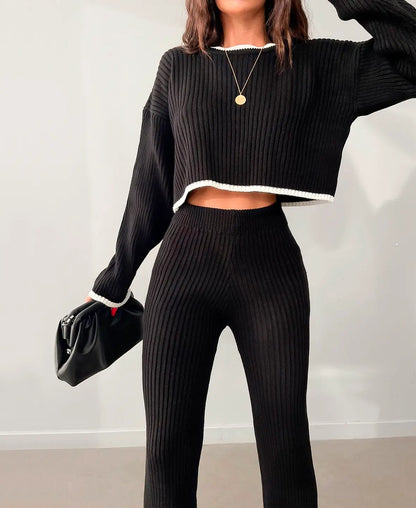 Flavia Ribbed Cropped Knitwear Set