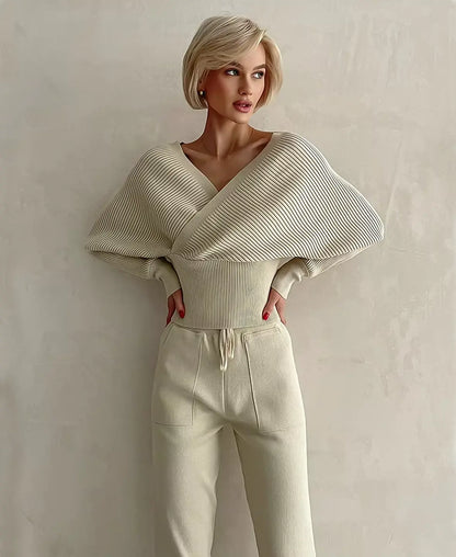 Camilla Ribbed Off-Shoulder Knitwear Set