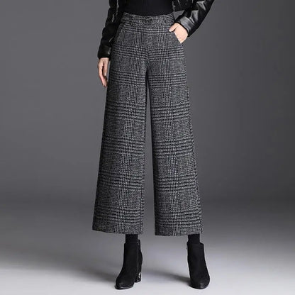 Lucia Plaid Wide-Leg Trouser