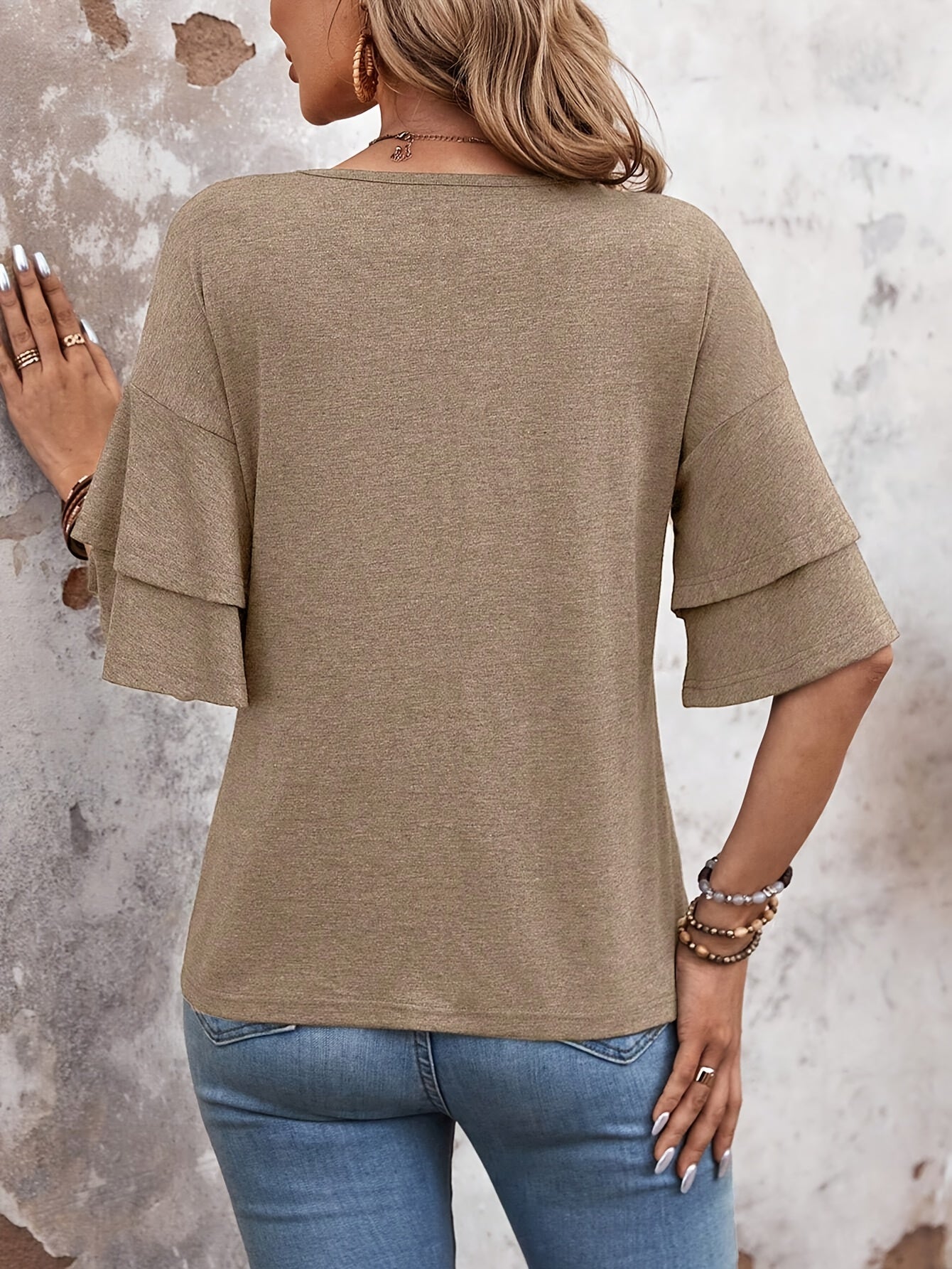 Melissa Ruffle Sleeve V-Neck Top