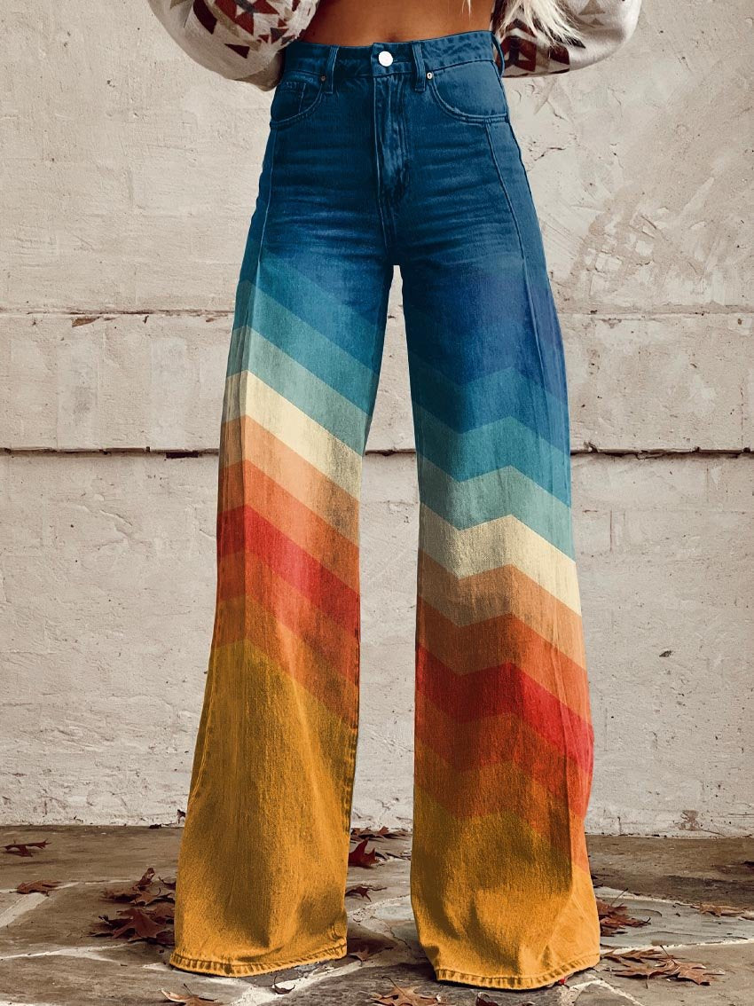 Lauretta Stylish Multicolored Striped Wide Leg Pants