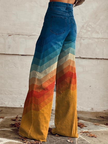 Lauretta Stylish Multicolored Striped Wide Leg Pants