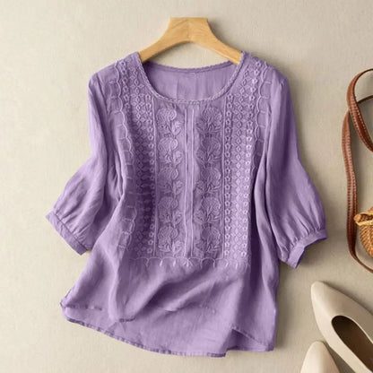 Melania Embroidered Relaxed Blouse