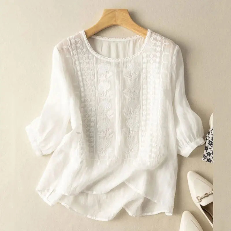 Melania Embroidered Relaxed Blouse