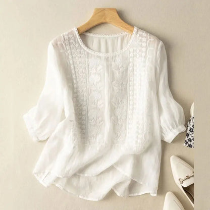 Melania Embroidered Relaxed Blouse