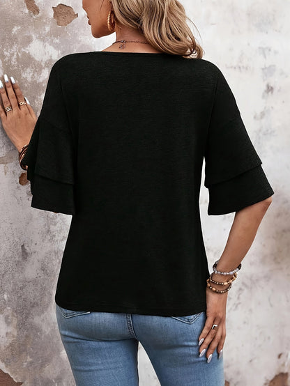 Melissa Ruffle Sleeve V-Neck Top