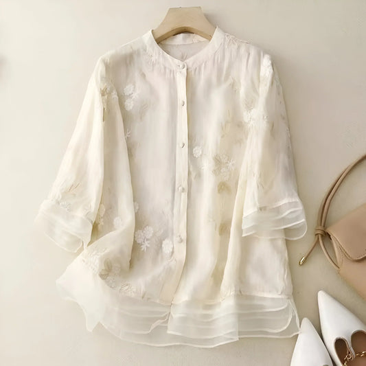 Gisella Embroidered Sheer Blouse