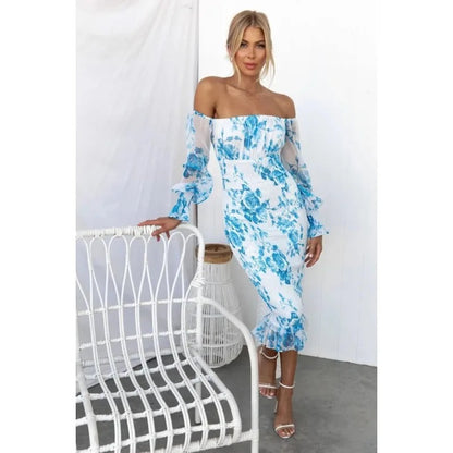 Giuliana Off Shoulder Patterned Tube Dress