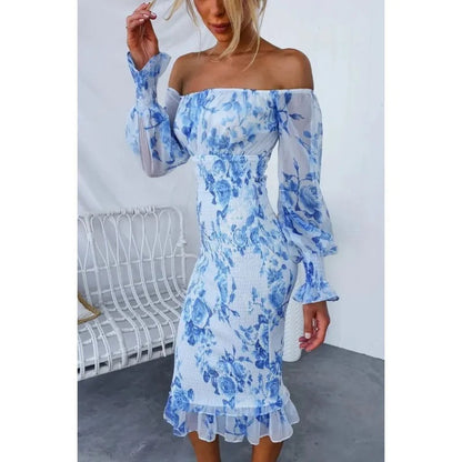 Giuliana Off Shoulder Patterned Tube Dress