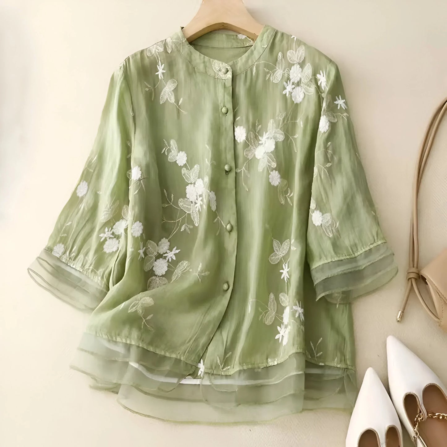 Gisella Embroidered Sheer Blouse