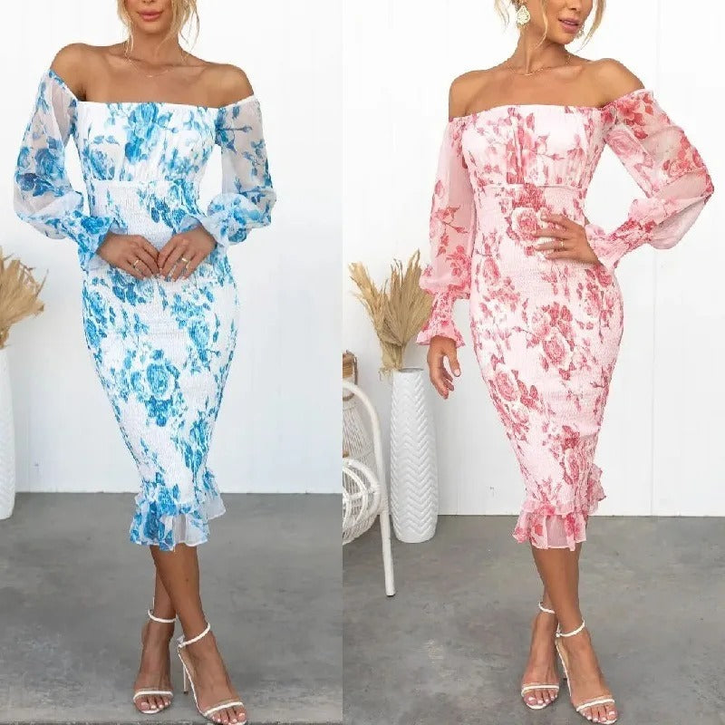 Giuliana Off Shoulder Patterned Tube Dress