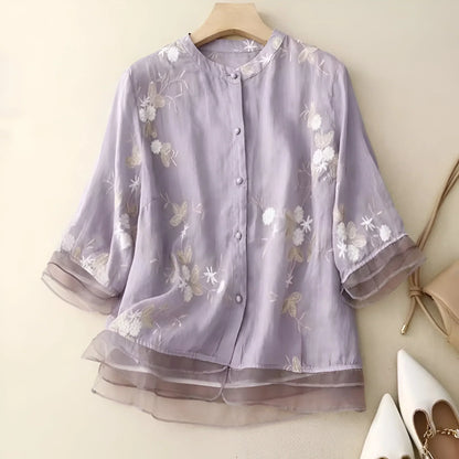 Gisella Embroidered Sheer Blouse