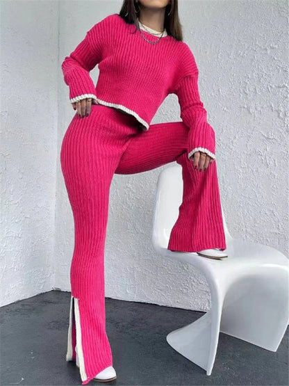 Flavia Ribbed Cropped Knitwear Set